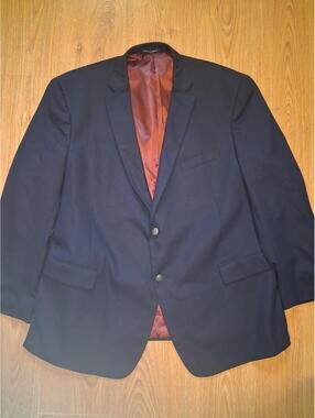 Hart Scaffner Marx Blazer Mens 52R Navy Silver Buttons Wool